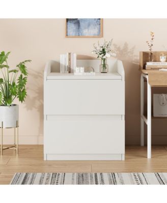 Modern Handle-Free 2-Drawer Nightstand with Storage for Bedroom or Office