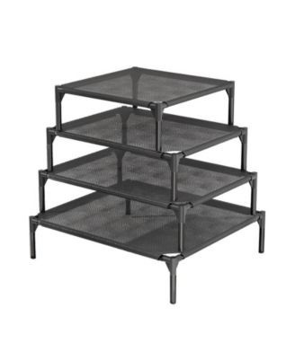 Large Mesh Pet Cooling Bed, Black Breathable Dog or Cat Cushion for Indoor Use