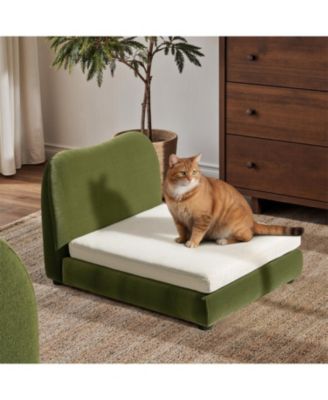 Roman Modern Pet Sofa - Olive Green Performance Velvet for Dogs & Cats