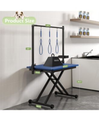  47"  Professional Dog Grooming Table, X-Lift Foldable Adjustable Height with Nooses & Tool Organizer,Blue