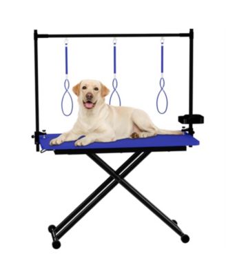  47"  Professional Dog Grooming Table, X-Lift Foldable Adjustable Height with Nooses & Tool Organizer,Blue