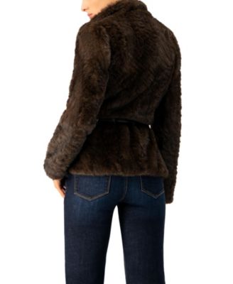 Women's Plush Belted Fake Fur Coat