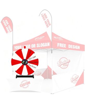 WinSpin 24" Pop Up Display Tabletop Prize Wheel Red & White Trade Show Display Spinning Wheel 12 Slots for Outdoor Booths Exhibition Events