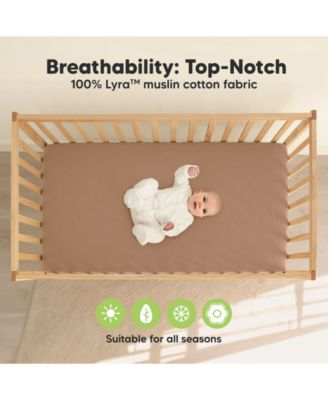 Lyra Muslin Crib Sheets for Boys, Girls, 2pk 52x28 Cotton Baby Crib Mattress Sheets Fitted, Soft, Breathable