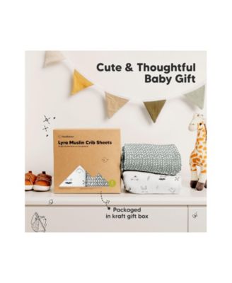 Lyra Muslin Crib Sheets for Boys, Girls, 2pk 52x28 Cotton Baby Crib Mattress Sheets Fitted, Soft, Breathable