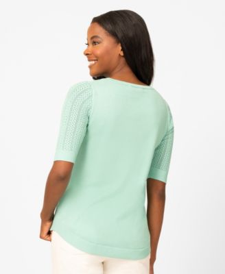 Petite Mixed Cable Round Hem Sweater