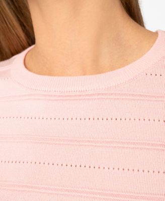 Petite Ottoman Stitch Elbow-Sleeve Crewneck Sweater