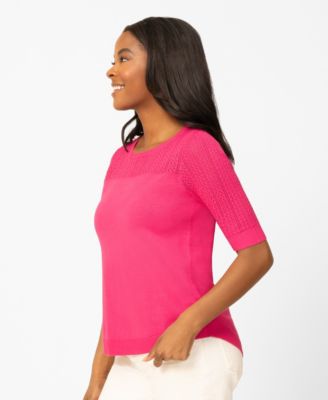 Petite Mixed Cable Round Hem Sweater