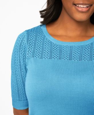 Petite Mixed Cable Round Hem Sweater