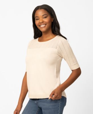 Petite Mixed Cable Round Hem Sweater