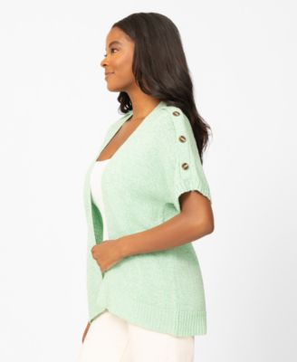 Petite Button Shoulder Flyaway Cardigan Sweater