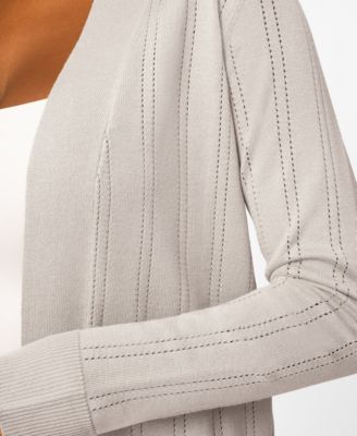 Women's Pointelle Open-Front Long Cardigan Sweater