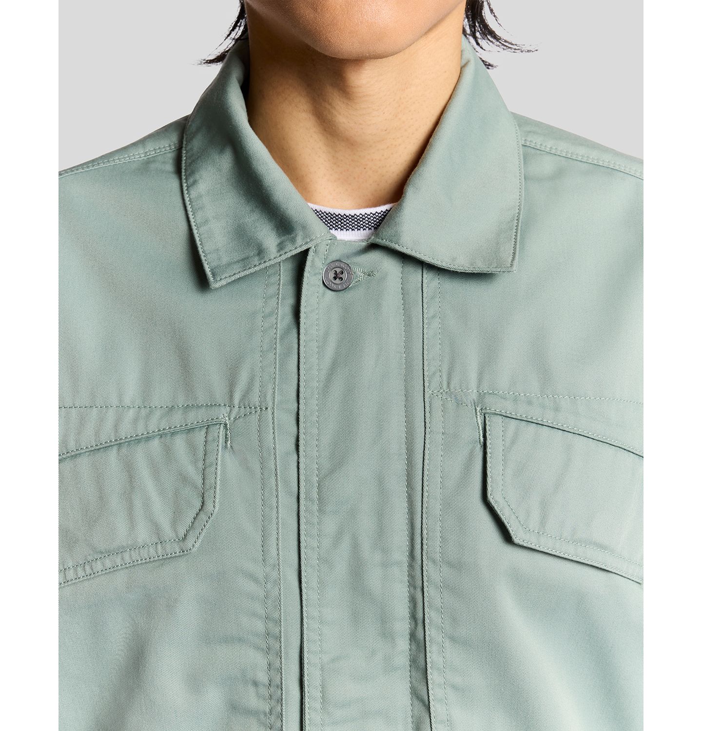 Мужская рубашка Lyle & Scott Long Sleeve Multi Pocket Overshirt, цвет: Мятный — фото 6