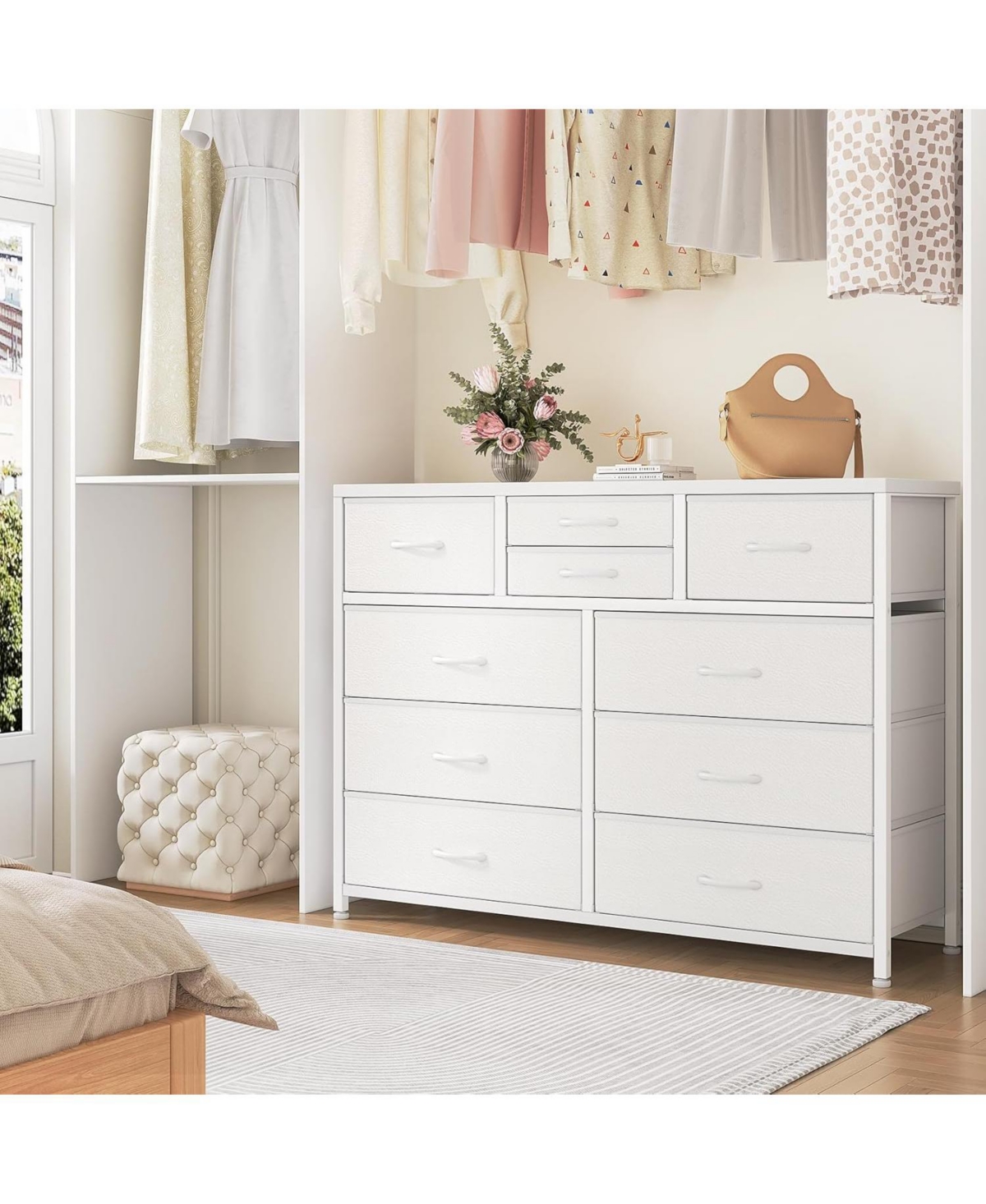 gaomon 10 Drawers Fabric Dressers for Bedroom, Modern Chest of Drawers, 45" Wide Tv Stand