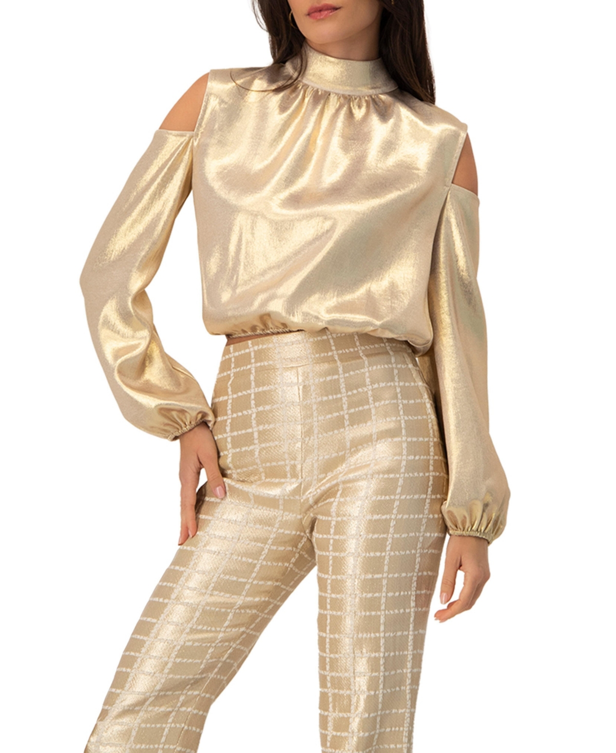 Ivonne Women's Cold-Shoulder Blouse with Back Bow Tops