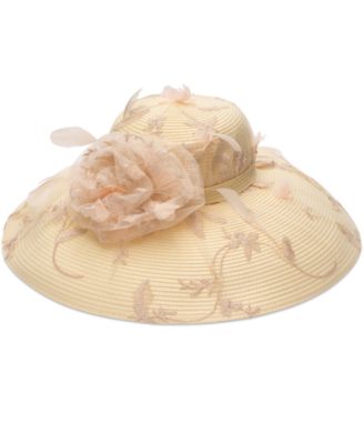 Butterfly Sheer Overlay Widebrim Hat