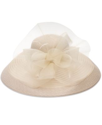 AUGUST Champagne Metallic Shimmer Asymmetrical Brim Cap Cloche Sun Hat Asymmetrical Brim Cap with Coconut Button - Boardwalk Style  main image 3
