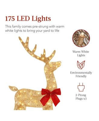 4ft 3-Piece Lighted 2D Christmas Deer Set Outdoor Yard Decoration w/ 175 LED Lights, Stakes