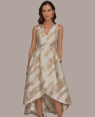 Women's V-Neck High-Low Jacquard Gown