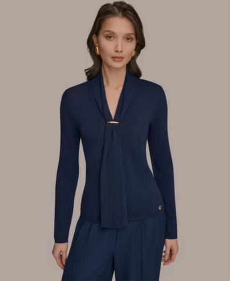 Women's Long-Sleeve V-Neck Sweater, Regular & Petite - Nightfall