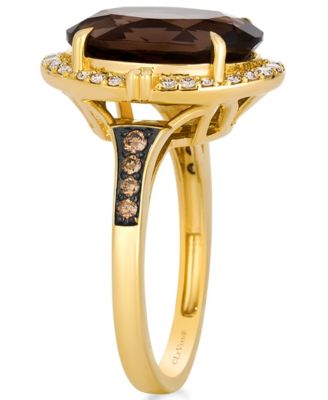 Smokey Quartz (4-13/20 ct. t.w.), Chocolate Diamond (1/10 ct. t.w.) & Nude Diamond (1/5 ct. t.w.) Ring in 14k Honey Gold