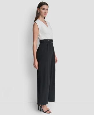 Women's Surplice Neck Straight Ankle Jumpsuit