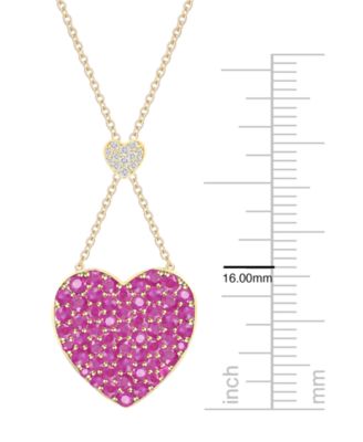 Ruby (1-1/2 ct. t.w.) & Diamond (1/20 ct. t.w.) Heart Pendant Necklace in 14k Yellow Gold
