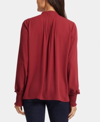 Women's Pleated Peasant Long Sleeve Top