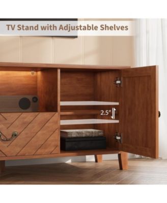 TV Stands for Living Room, White Entertainment Center with Led Lights, Television Stands for 65 in Tv