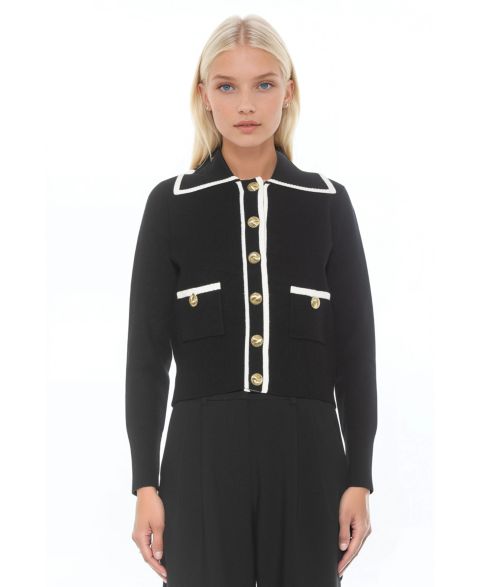 Женская куртка Alexia Admor Mari Long Sleeve Sweater Jacket, цвет: Чёрный