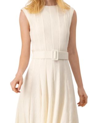Women's Sleeveless Midi Dress with Belt