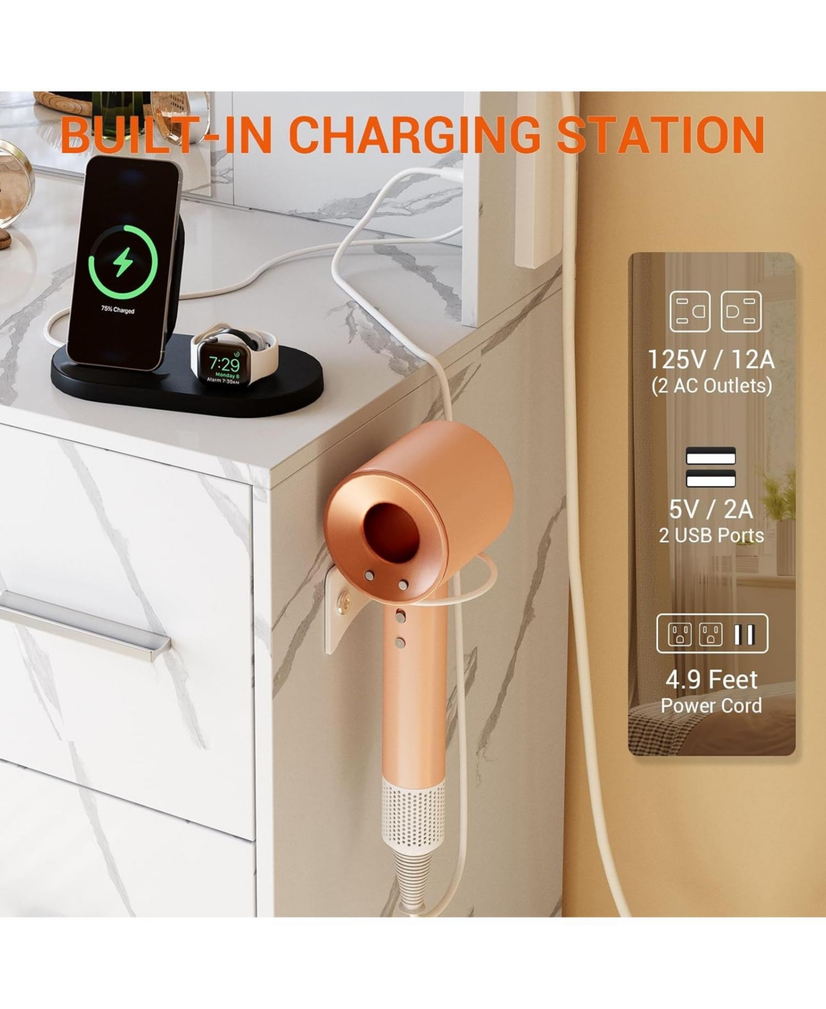 "Gaomon Led Dresser with Mirror & Power Outlet for Bedrooms, Easy Assembly"