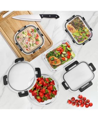 20 Piece Rectangular (630ml/ 21.3oz/ 2.6cups) Glass Meal Prep Containers with Airtight Lids - Preserves Freshness, Oven Safe, durable, BPA-free