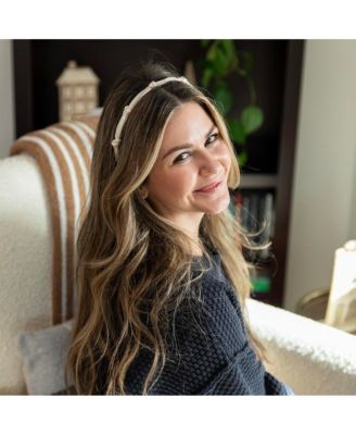 Women's Knotted Satin Headband - Ivory Pearl