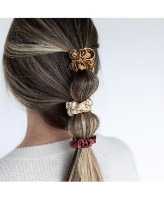 Women's Satin Scrunchie Set - Camel, Chestnut, Cream