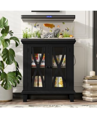 20 Gallon Aquarium Stand with Power Outlets & Cabinet,Farmhouse Tank Stand