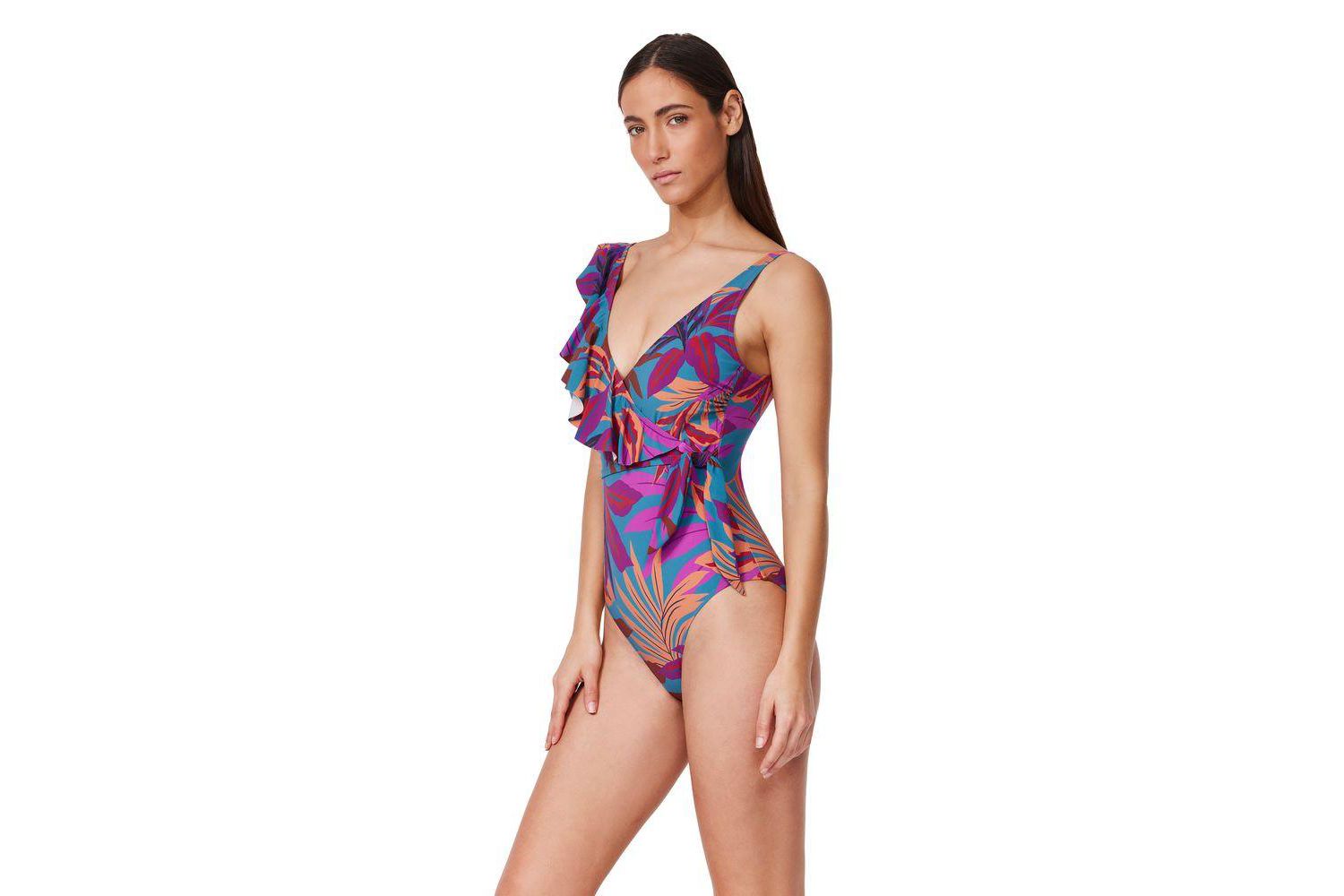 Women's Plantopia V-Neck Surplice Ruffle One Piece