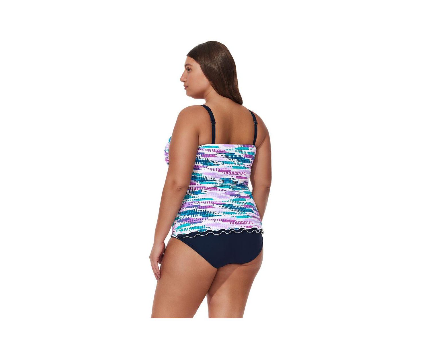 Womens Canva Plus Size Shirred Underwire Tankini Top - Plus Size/Full Figure