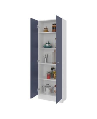 ARIZONA CITY Multi-Purpose Cupboard with Five Shelves and Storage Doors for Kitchen and Home, kronos white and kronos blue