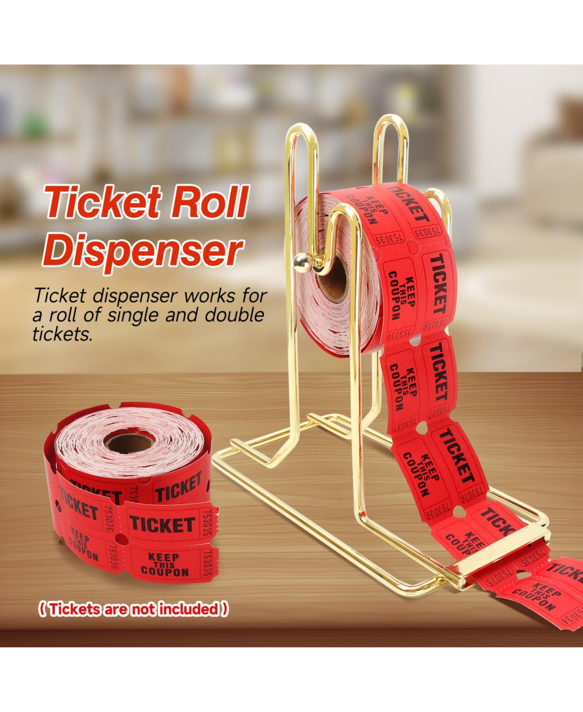 Gse Games & Sports Expert Brass Raffle Ticket Dispenser for Single or Double Roll Raffle Tickets Lotteries