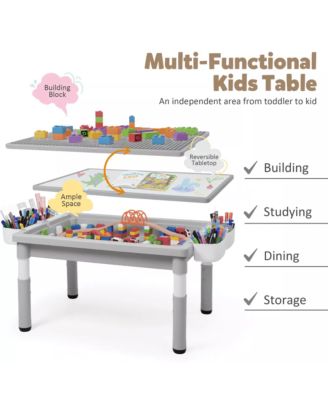 Kids Table and Chair Set, Activity Desk for Drawing, Building Blocks, and Play, Pink