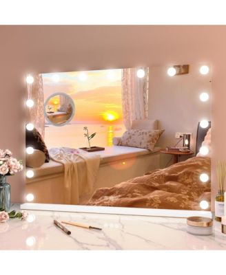 Vanity Mirror with Lights, Equipped with 17 Adjustable LED Lights, Featuring 3X Magnification, Smart Touch Controls with Three Adjustable Color