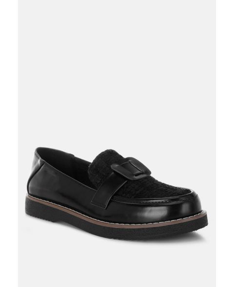 Женские туфли London Rag Elaris Tweed and Faux Leather, цвет: Чёрный
