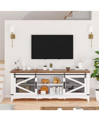 TV Stand for 70 Inch TV, Industrial & Farmhouse Media Entertainment Center with Storage