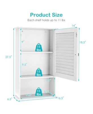27.5 Inch Wall Hanging Bathroom Storage Cabinet Organizer
