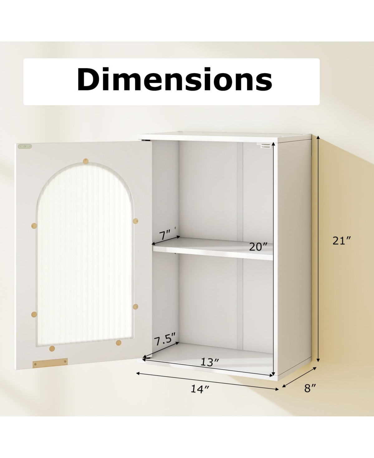 sumyeg Bathroom Wall Storage Cabinet with Tempered Glass Door and Adjustable Shelf