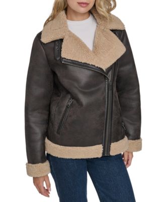 Women's Faux Shearling Asymmetrical Moto Jacket