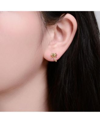 Tropical Palm Tree Shaped Stud Earrings in 14K Gold Plated