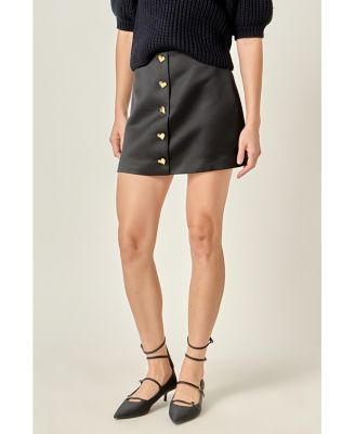 Women's Heart Detailed Satin Skirt