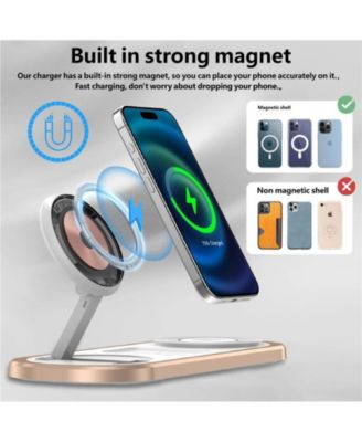 Foldable Wireless Charger with Charging Port - Magnetic 3-in-1 Charging Station, Watch and Earphone for Desktop